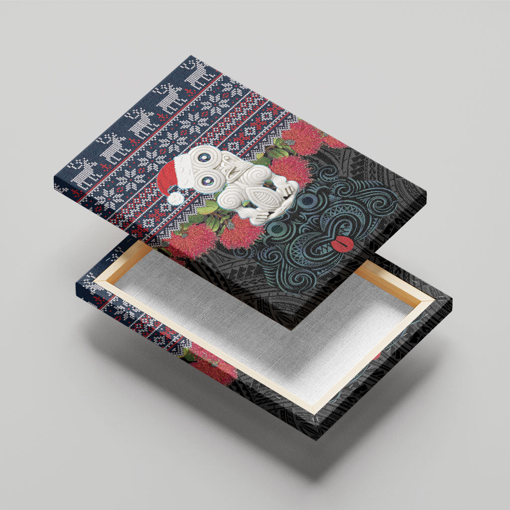 New Zealand Hei Tiki Christmas In July Canvas Wall Art Pohutukawa Santa Xmas Polynesian Pattern