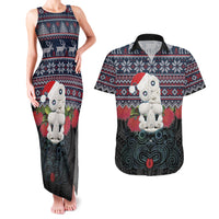 New Zealand Hei Tiki Christmas In July Couples Matching Tank Maxi Dress and Hawaiian Shirt Pohutukawa Santa Xmas Polynesian Pattern