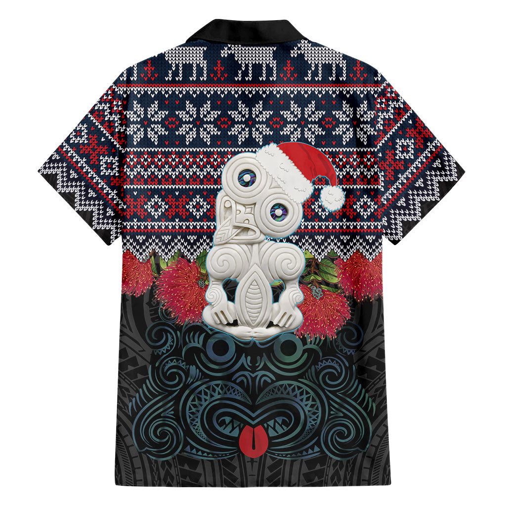 New Zealand Hei Tiki Christmas In July Family Matching Long Sleeve Bodycon Dress and Hawaiian Shirt Pohutukawa Santa Xmas Polynesian Pattern