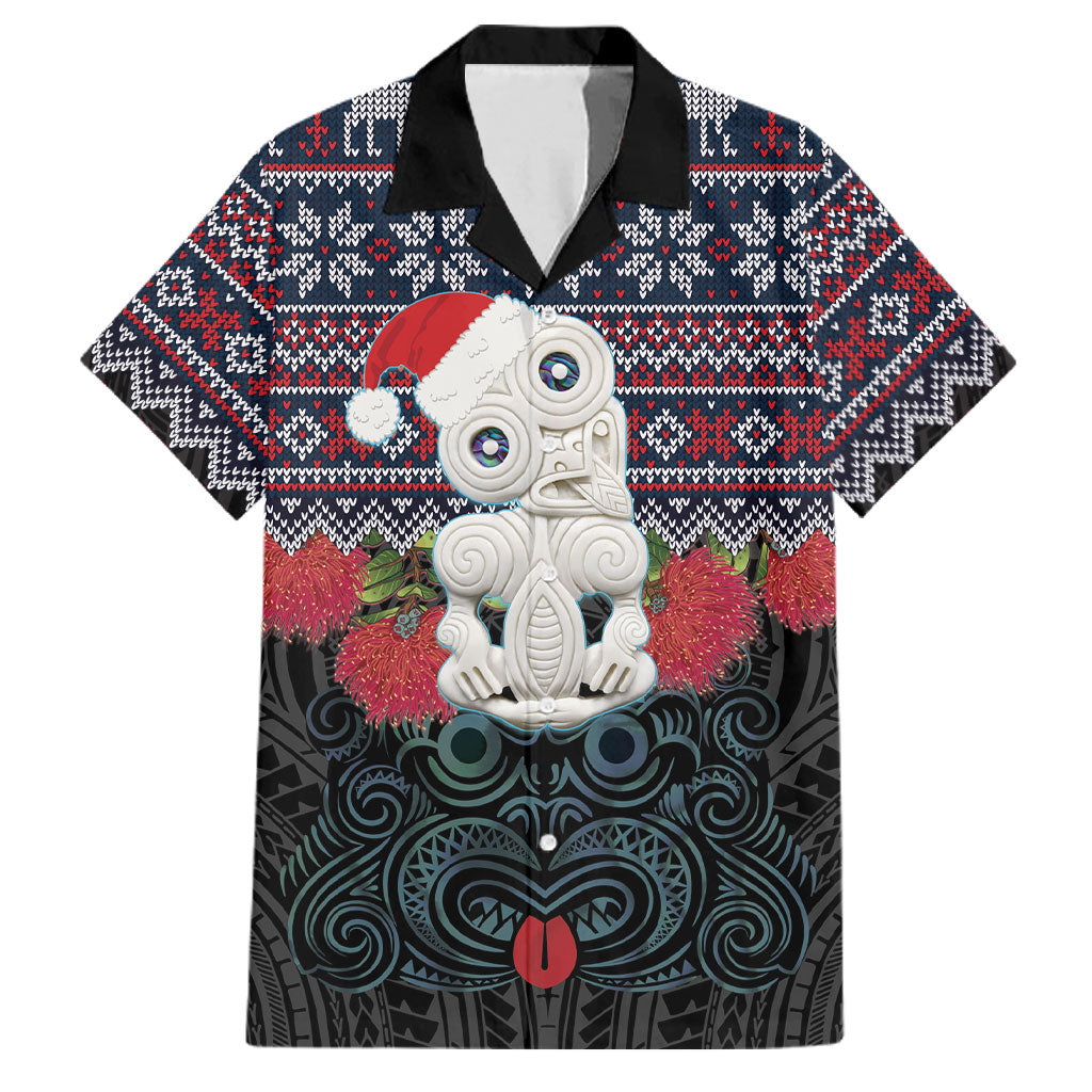 New Zealand Hei Tiki Christmas In July Family Matching Mermaid Dress and Hawaiian Shirt Pohutukawa Santa Xmas Polynesian Pattern