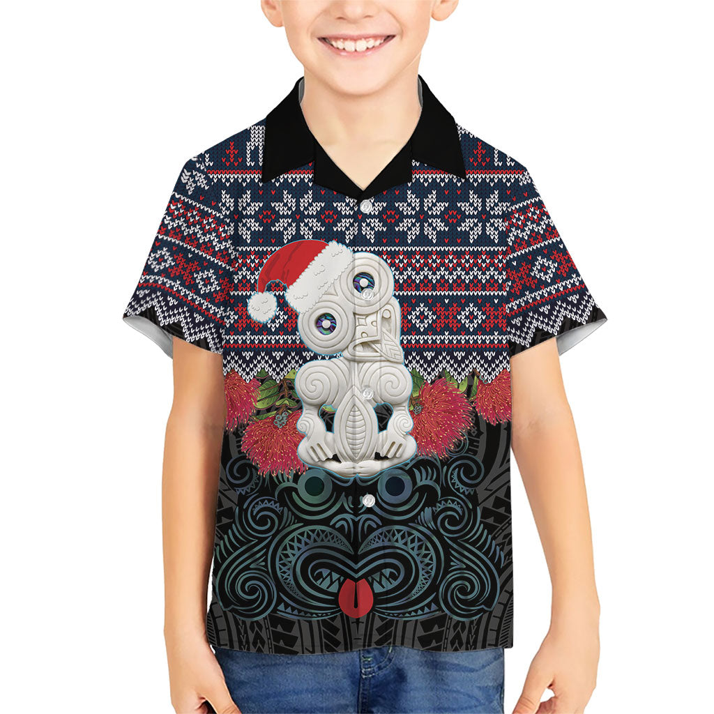 New Zealand Hei Tiki Christmas In July Family Matching Mermaid Dress and Hawaiian Shirt Pohutukawa Santa Xmas Polynesian Pattern