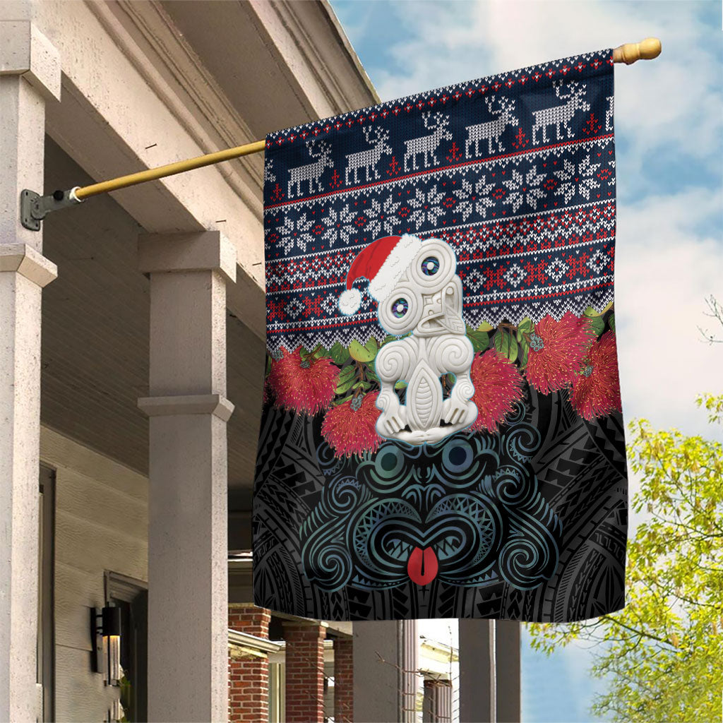 New Zealand Hei Tiki Christmas In July Garden Flag Pohutukawa Santa Xmas Polynesian Pattern LT22 House Flag Black - Polynesian Pride