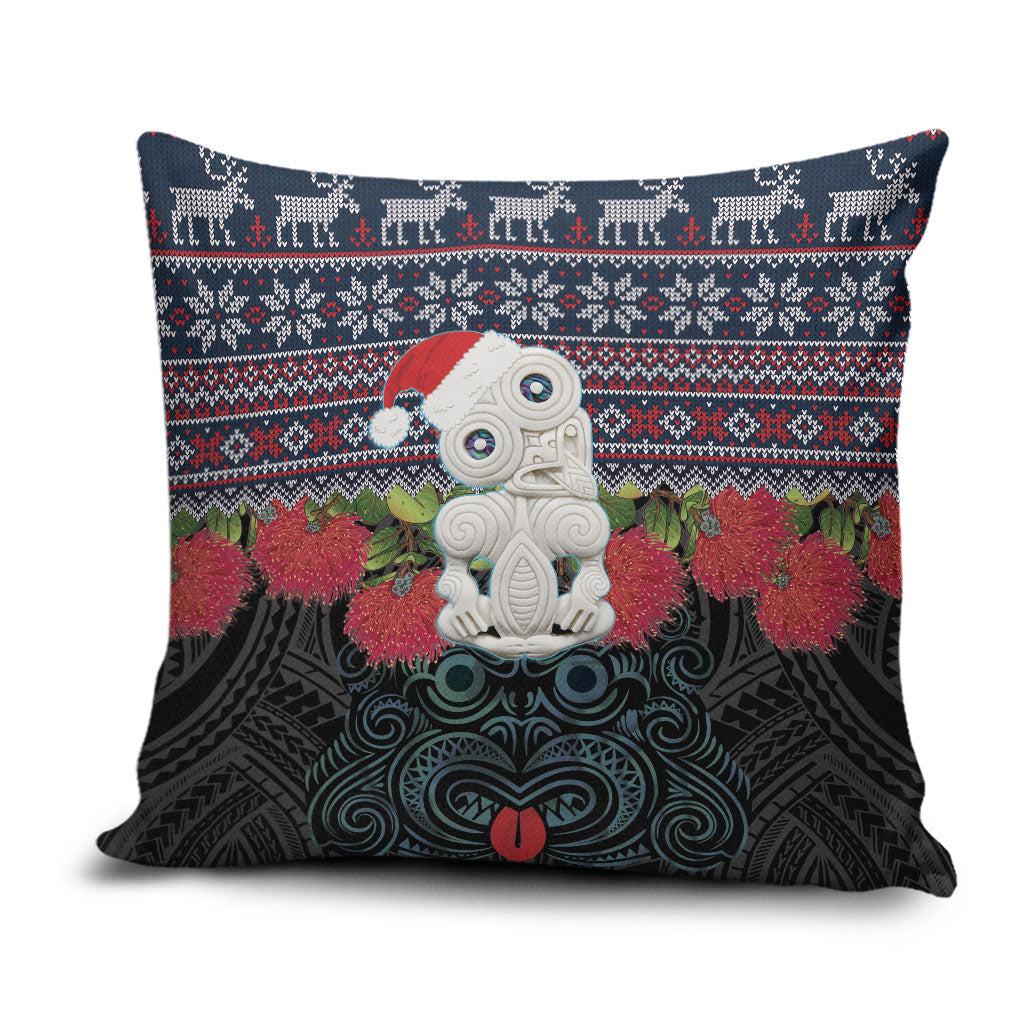 New Zealand Hei Tiki Christmas In July Pillow Cover Pohutukawa Santa Xmas Polynesian Pattern LT22 Black - Polynesian Pride
