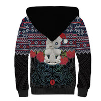 New Zealand Hei Tiki Christmas In July Sherpa Hoodie Pohutukawa Santa Xmas Polynesian Pattern