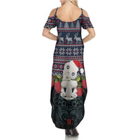 New Zealand Hei Tiki Christmas In July Summer Maxi Dress Pohutukawa Santa Xmas Polynesian Pattern