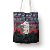 New Zealand Hei Tiki Christmas In July Tote Bag Pohutukawa Santa Xmas Polynesian Pattern