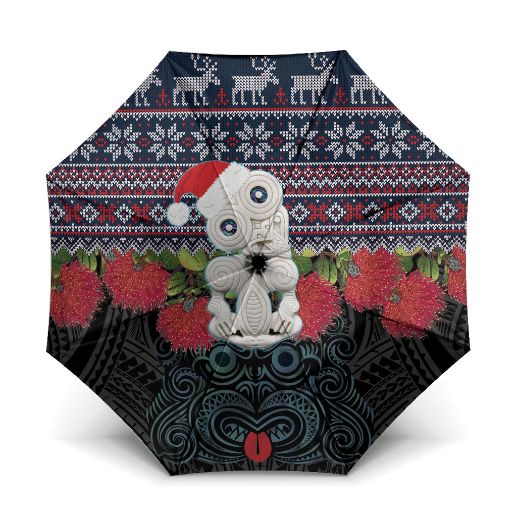 New Zealand Hei Tiki Christmas In July Umbrella Pohutukawa Santa Xmas Polynesian Pattern