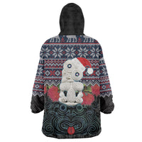 New Zealand Hei Tiki Christmas In July Wearable Blanket Hoodie Pohutukawa Santa Xmas Polynesian Pattern