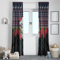 New Zealand Hei Tiki Christmas In July Window Curtain Pohutukawa Santa Xmas Polynesian Pattern