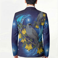 New Zealand Kokako Bird Blazer Kowhai Galaxy Style Polynesian Pattern