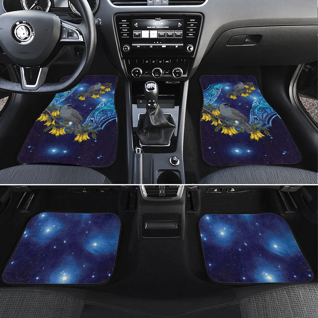 New Zealand Kokako Bird Car Mats Kowhai Galaxy Style Polynesian Pattern LT22 Set 4pcs Blue - Polynesian Pride