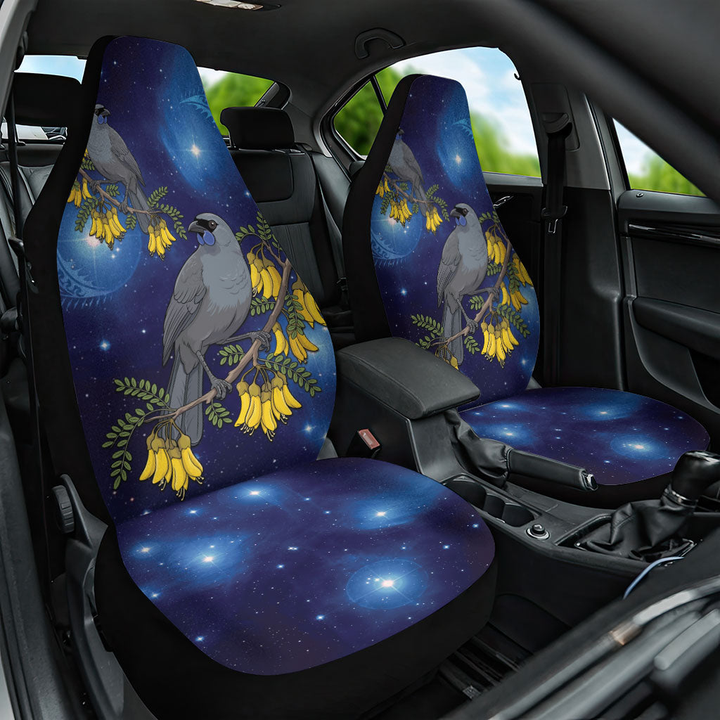 New Zealand Kokako Bird Car Seat Cover Kowhai Galaxy Style Polynesian Pattern LT22 One Size Blue - Polynesian Pride