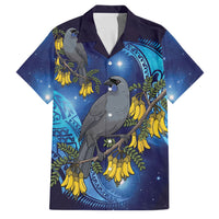 New Zealand Kokako Bird Family Matching Tank Maxi Dress and Hawaiian Shirt Kowhai Galaxy Style Polynesian Pattern