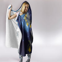New Zealand Kokako Bird Hooded Blanket Kowhai Galaxy Style Polynesian Pattern