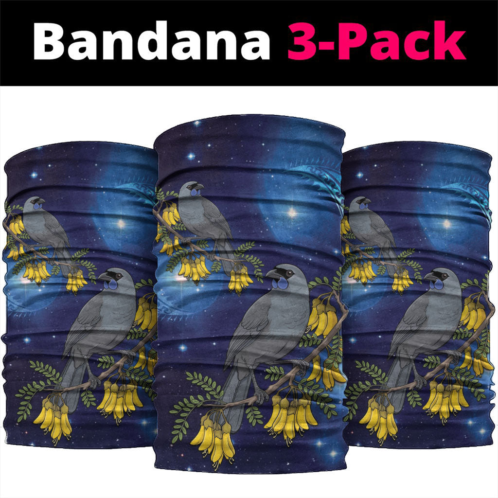 New Zealand Kokako Bird Neck Gaiter Kowhai Galaxy Style Polynesian Pattern LT22 package One Size: 25*50cm Blue - Polynesian Pride