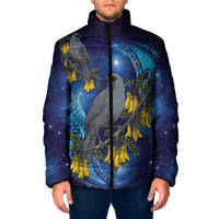 New Zealand Kokako Bird Padded Jacket Kowhai Galaxy Style Polynesian Pattern