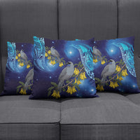 New Zealand Kokako Bird Pillow Cover Kowhai Galaxy Style Polynesian Pattern