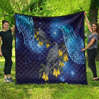 New Zealand Kokako Bird Quilt Kowhai Galaxy Style Polynesian Pattern