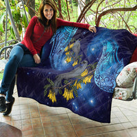 New Zealand Kokako Bird Quilt Kowhai Galaxy Style Polynesian Pattern