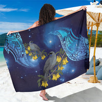 New Zealand Kokako Bird Sarong Kowhai Galaxy Style Polynesian Pattern