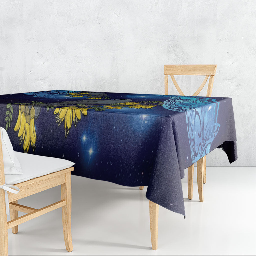 New Zealand Kokako Bird Tablecloth Kowhai Galaxy Style Polynesian Pattern