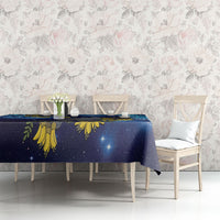 New Zealand Kokako Bird Tablecloth Kowhai Galaxy Style Polynesian Pattern
