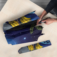 New Zealand Kokako Bird Umbrella Kowhai Galaxy Style Polynesian Pattern