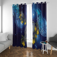 New Zealand Kokako Bird Window Curtain Kowhai Galaxy Style Polynesian Pattern