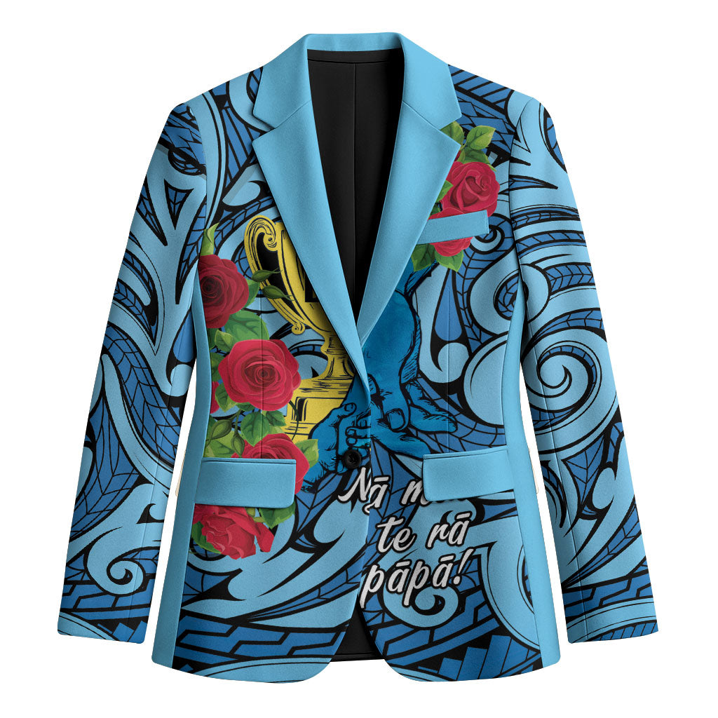 Personalised New Zealand Father's Day Blazer Best Dad Trophy Red Rose Maori Pattern