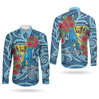 Personalised New Zealand Father's Day Couples Matching Mermaid Dress and Long Sleeve Button Shirt Best Dad Trophy Red Rose Maori Pattern LT22 - Polynesian Pride
