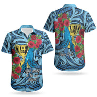 Personalised New Zealand Father's Day Couples Matching Off Shoulder Maxi Dress and Hawaiian Shirt Best Dad Trophy Red Rose Maori Pattern LT22 - Polynesian Pride