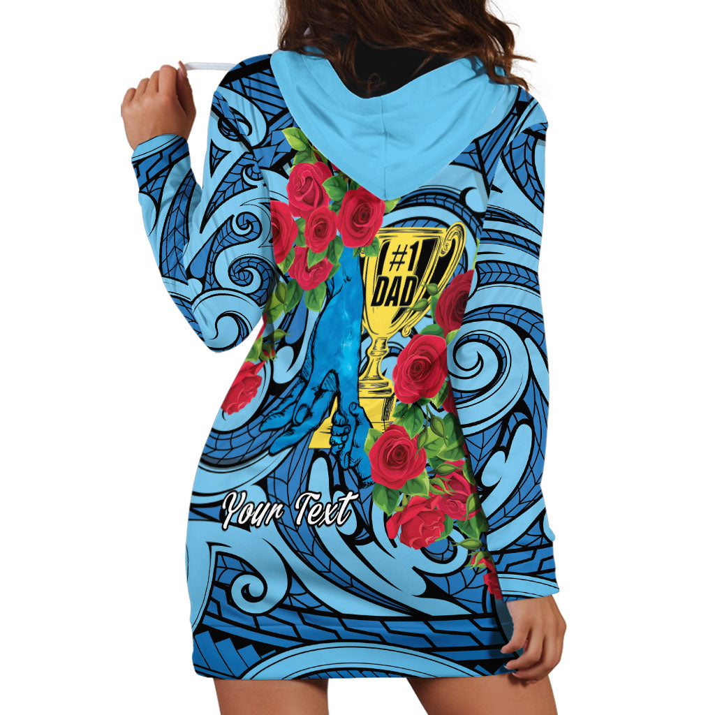 Personalised New Zealand Father's Day Hoodie Dress Best Dad Trophy Red Rose Maori Pattern LT22 - Polynesian Pride