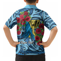 Personalised New Zealand Father's Day Kid Hawaiian Shirt Best Dad Trophy Red Rose Maori Pattern LT22 - Polynesian Pride