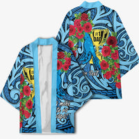 Personalised New Zealand Father's Day Kimono Best Dad Trophy Red Rose Maori Pattern LT22 - Polynesian Pride