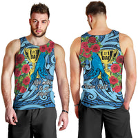 Personalised New Zealand Father's Day Men Tank Top Best Dad Trophy Red Rose Maori Pattern LT22 - Polynesian Pride