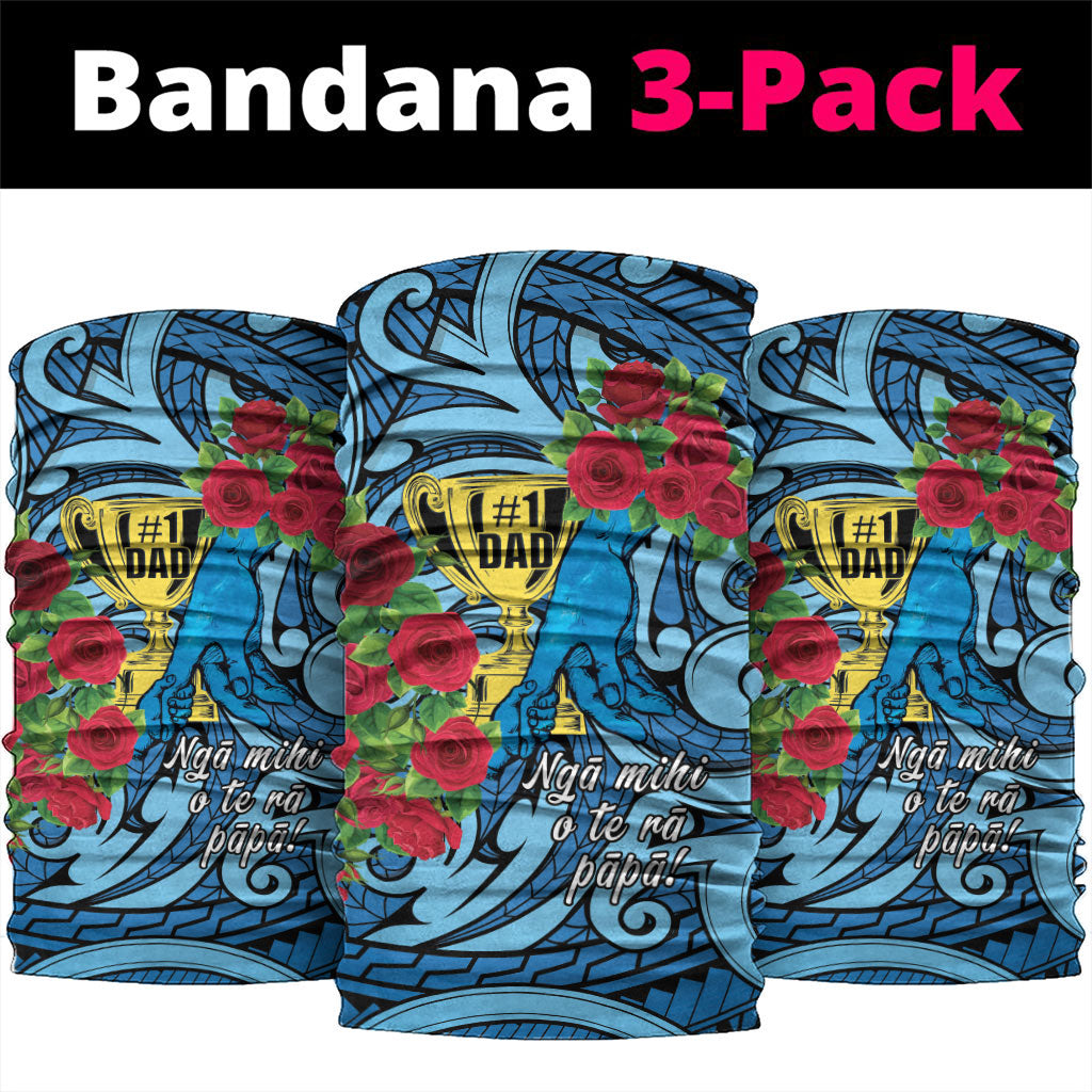 New Zealand Father's Day Neck Gaiter Best Dad Trophy Red Rose Maori Pattern LT22 package One Size: 25*50cm Blue - Polynesian Pride