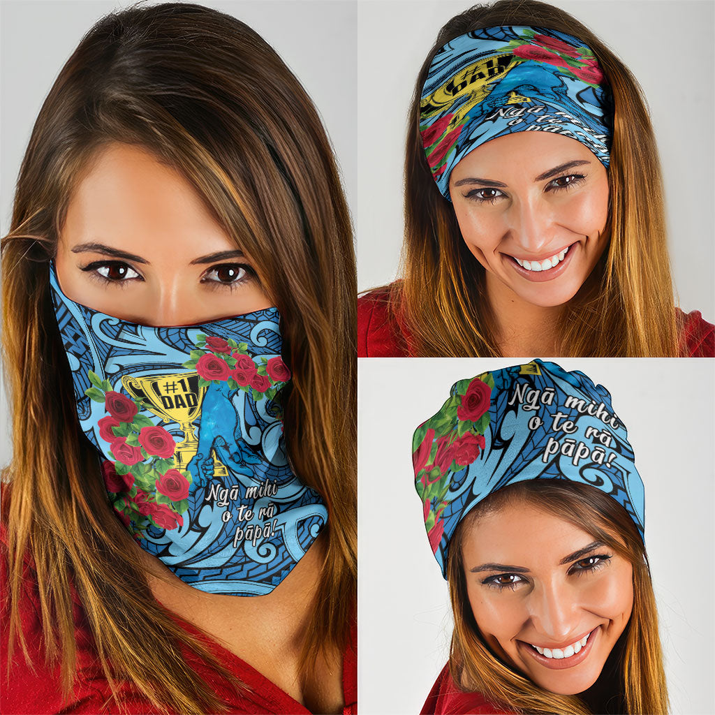 New Zealand Father's Day Neck Gaiter Best Dad Trophy Red Rose Maori Pattern LT22 - Polynesian Pride