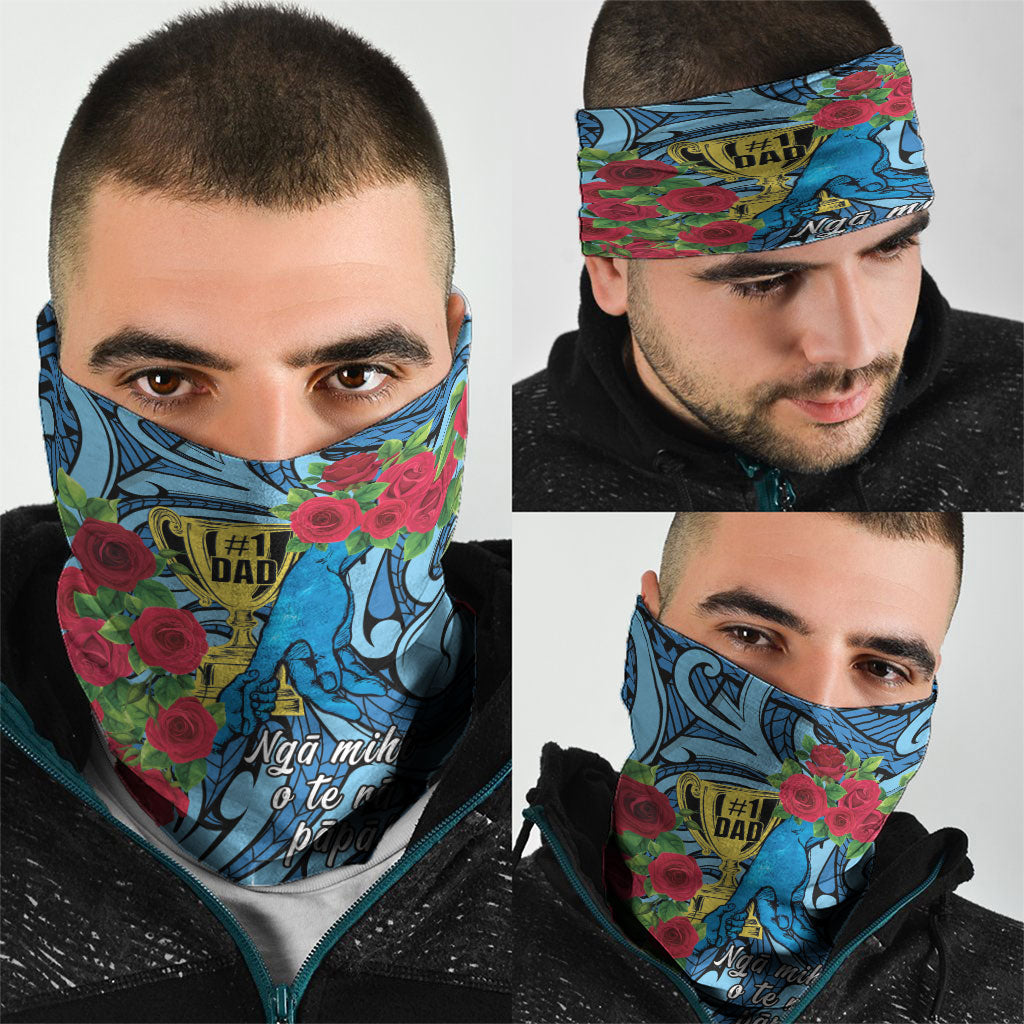 New Zealand Father's Day Neck Gaiter Best Dad Trophy Red Rose Maori Pattern LT22 - Polynesian Pride