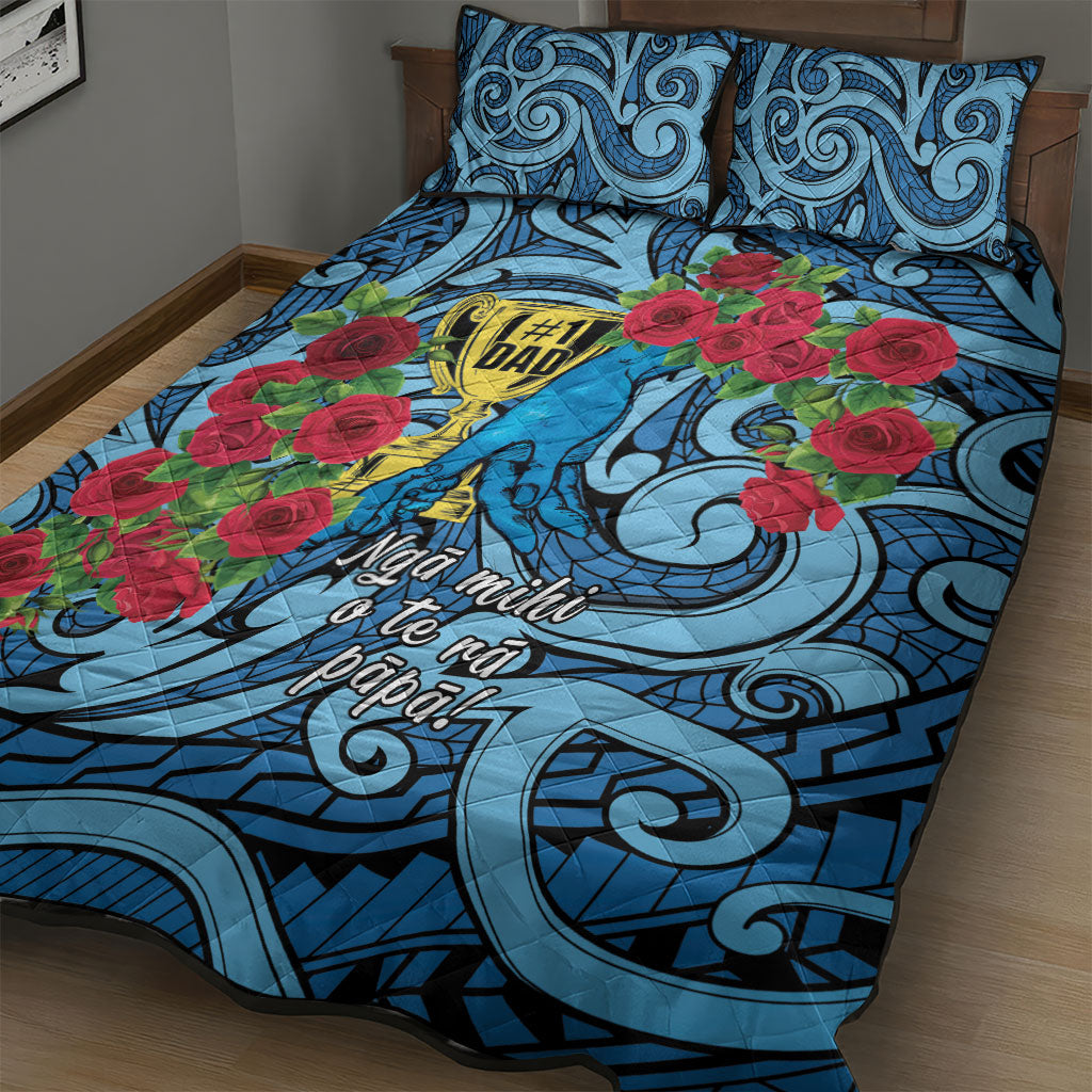 New Zealand Father's Day Quilt Bed Set Best Dad Trophy Red Rose Maori Pattern LT22 - Polynesian Pride
