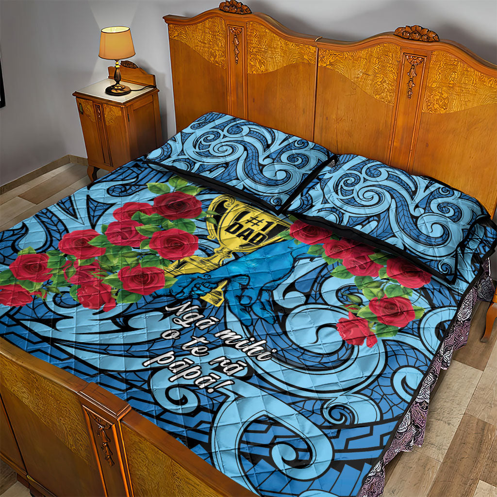 New Zealand Father's Day Quilt Bed Set Best Dad Trophy Red Rose Maori Pattern LT22 - Polynesian Pride