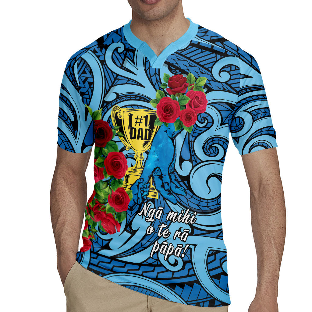 Personalised New Zealand Father's Day Rugby Jersey Best Dad Trophy Red Rose Maori Pattern LT22 - Polynesian Pride