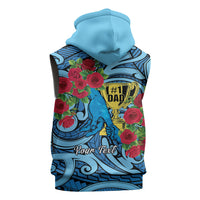 Personalised New Zealand Father's Day Sleeveless Zip Hoodie Best Dad Trophy Red Rose Maori Pattern LT22 - Polynesian Pride