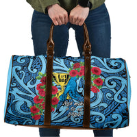 New Zealand Father's Day Travel Bag Best Dad Trophy Red Rose Maori Pattern LT22 Blue - Polynesian Pride