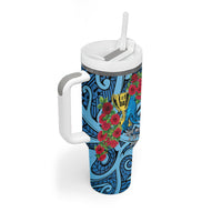 Personalised New Zealand Father's Day Tumbler With Handle Best Dad Trophy Red Rose Maori Pattern LT22 - Polynesian Pride