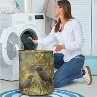 New Zealand Kaka Bird Laundry Basket Kowhai Flower Landscape Style LT22 - Polynesian Pride