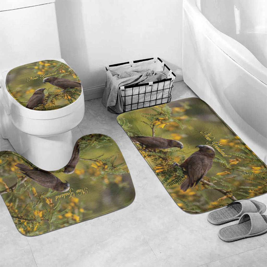 New Zealand Kaka Bird Bathroom Set Kowhai Flower Landscape Style