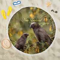 New Zealand Kaka Bird Beach Blanket Kowhai Flower Landscape Style