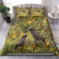 New Zealand Kaka Bird Bedding Set Kowhai Flower Landscape Style