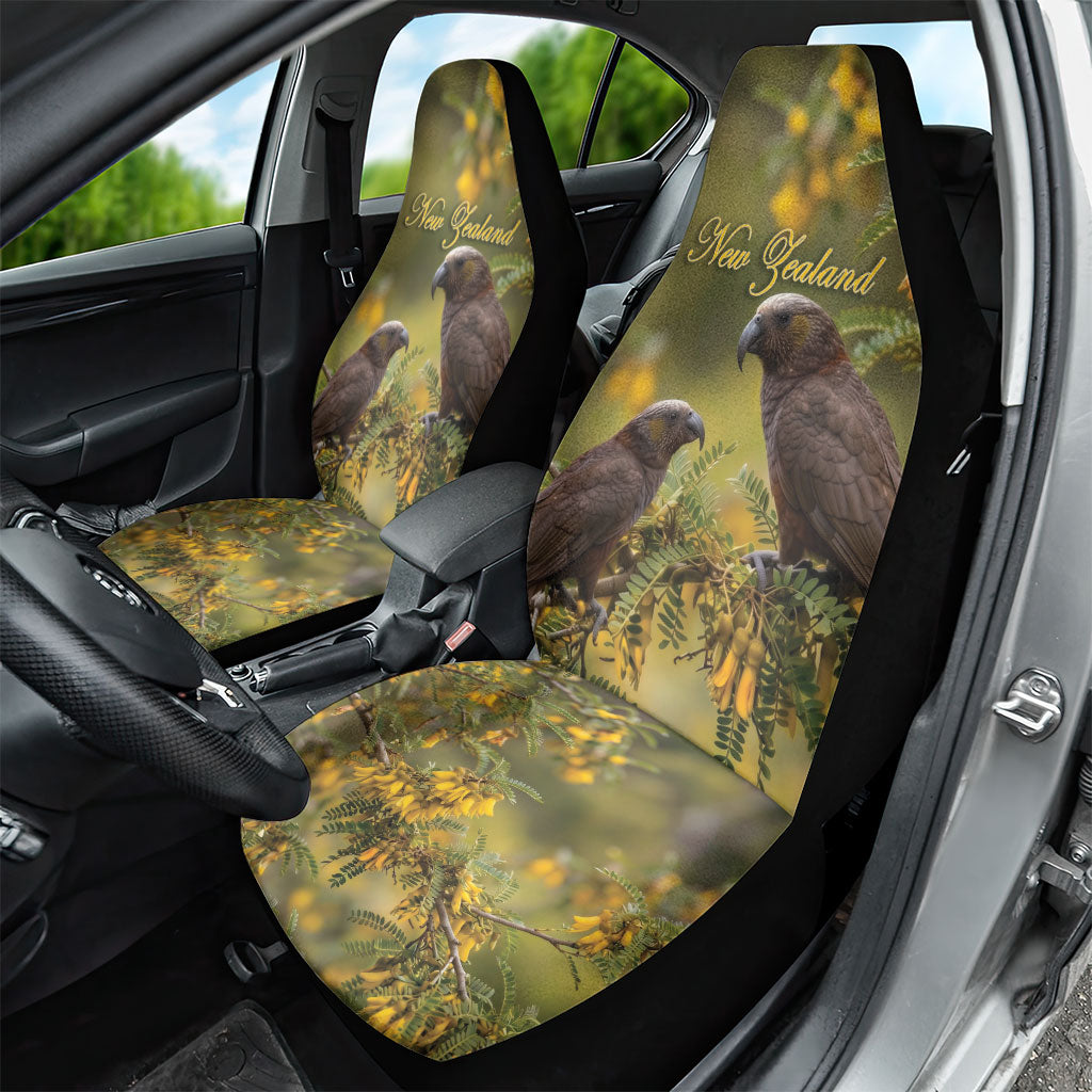 New Zealand Kaka Bird Car Seat Cover Kowhai Flower Landscape Style LT22 - Polynesian Pride