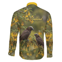 New Zealand Kaka Bird Family Matching Off Shoulder Maxi Dress and Hawaiian Shirt Kowhai Flower Landscape Style LT22 - Polynesian Pride